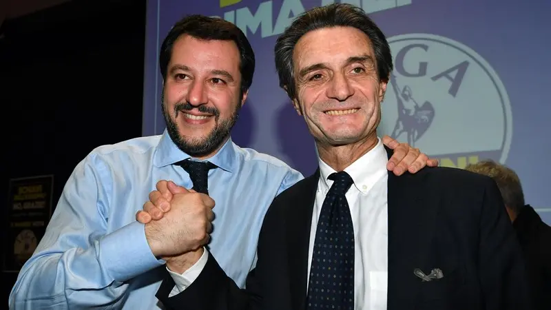 Matteo Salvini e Attilio Fontana - Foto Ansa/Daniel Dal Zennaro