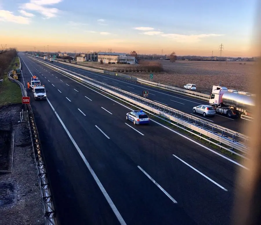 Il sopralluogo in autostrada