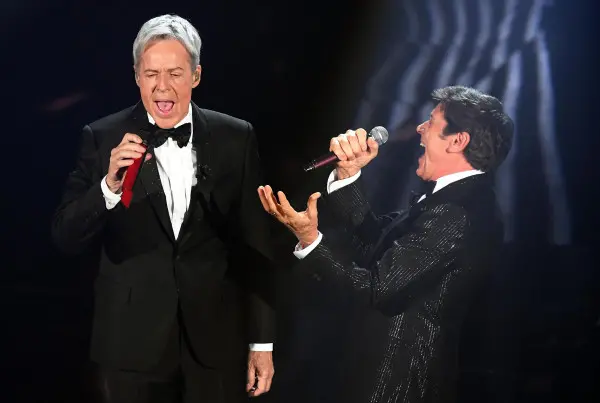 Gianni Morandi e Claudio Baglioni insieme all'Ariston