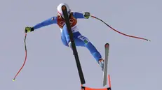 Nadia Fanchini perde il controllo degli sci prima di cadere durante la libera - Foto Ansa/Ap Luca Bruno