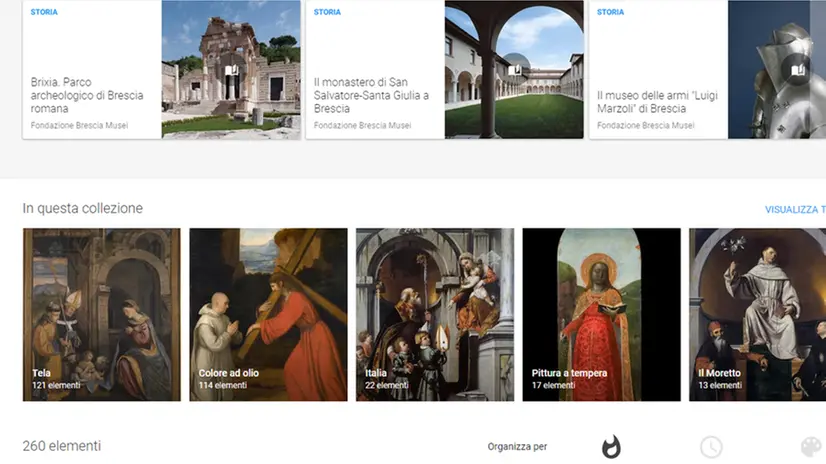 La sezione di Google Arts & Culture dedicata alla Fondazione Brescia Musei