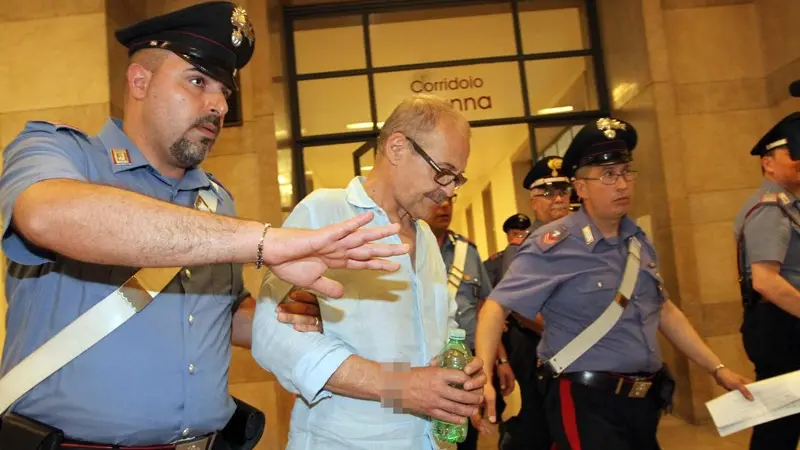 Renato Vallanzasca in tribunale a Milano - Foto Ansa/Stefano Porta