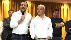 Il leader della Lega, Matteo Salvini e Donato Toma candidato del centro destra alla carica di presidente delle regione, in occasione del suo ultimo comizio elettorale in Molise - Foto Ansa