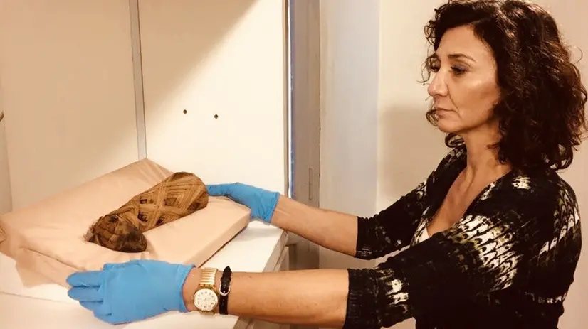 La studiosa. L’archeologa Sabina Malgora con una delle mummie