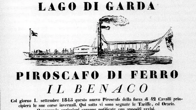 Agli albori della navigazione. Un battello sul garda in una vecchia stampa