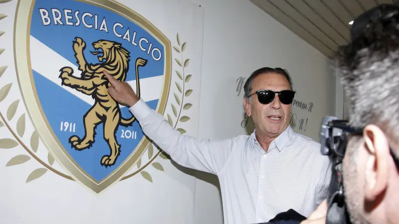 L'arrivo di Cellino nella sede del Brescia Calcio