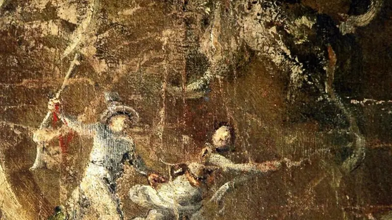 Da Gargnano. La fuga di Giovanni Beatrice, nel dettaglio di un dipinto, riportato in «Banditi e fuorilegge nelle Alpi tra Medioevo e primo Ottocento»