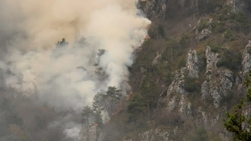 Il bosco di Tremosine in fiamme