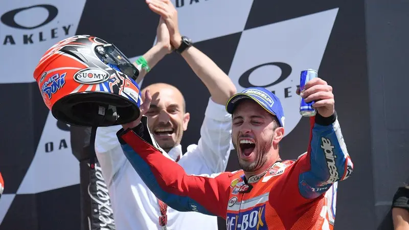 La gioia di Dovizioso - Foto Ansa/Luca Zennaro