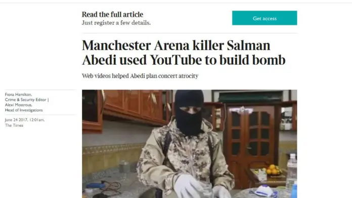 Il Times: "Il killer della Manchester Arena Salman Abedi ha usato Youtube per costuire la bomba" - © www.giornaledibrescia.it