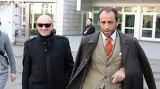 Corrado Fumagalli all'uscita dal Tribunale con l'avvocato Bonomo - Foto Gabriele Strada /Neg © www.giornaledibrescia.it