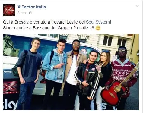 Leslie Sackey dei Soul System ai provini di X-Factor a Brescia