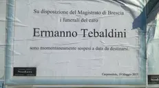 L'annuncio funebre per i sospesi funerali di Ermanno Tebaldini - © www.giornaledibrescia.it