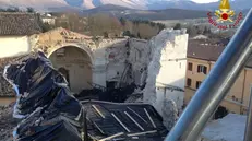 L'intervento dei Vigili del fuoco a Norcia