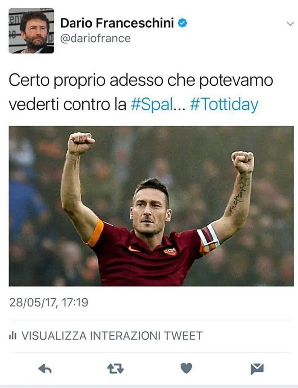 Lacrime all'Olimpico per Francesco Totti