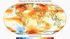 Una mappa relativa alle anomalie termiche globali rilevate nel 2023, fonte C3S/ECMWF
