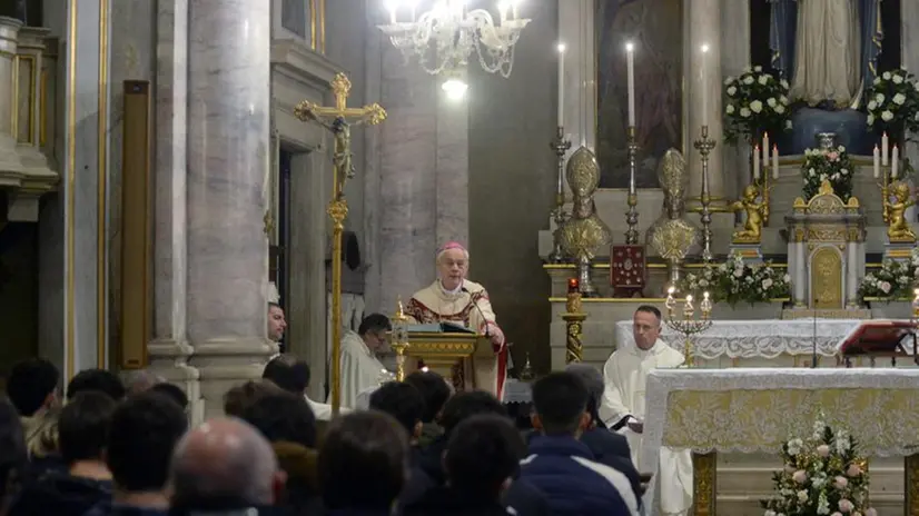 La messa in ricordo del beato Tovini nella chiesa di San Luca