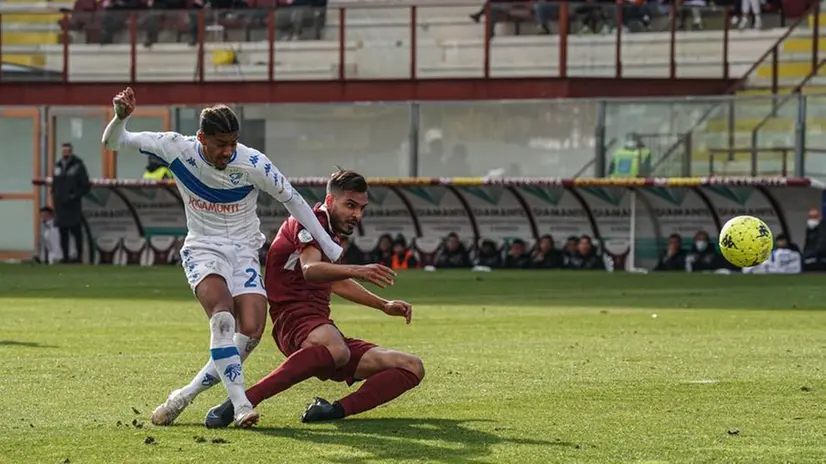 Ayè in gol: una sua doppietta regalò al Brescia la vittoria a Reggio Calabria il 15 gennaio 2022 - Foto New Reporter © www.giornaledibrescia.it