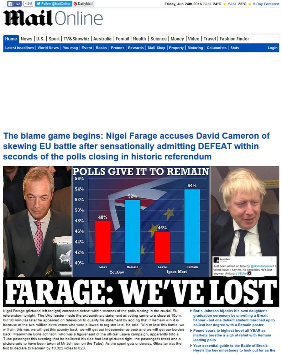 Brexit, come titolano i giornali