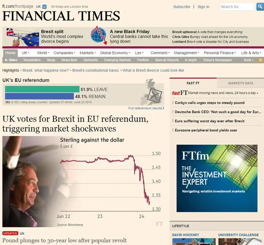 Brexit, come titolano i giornali