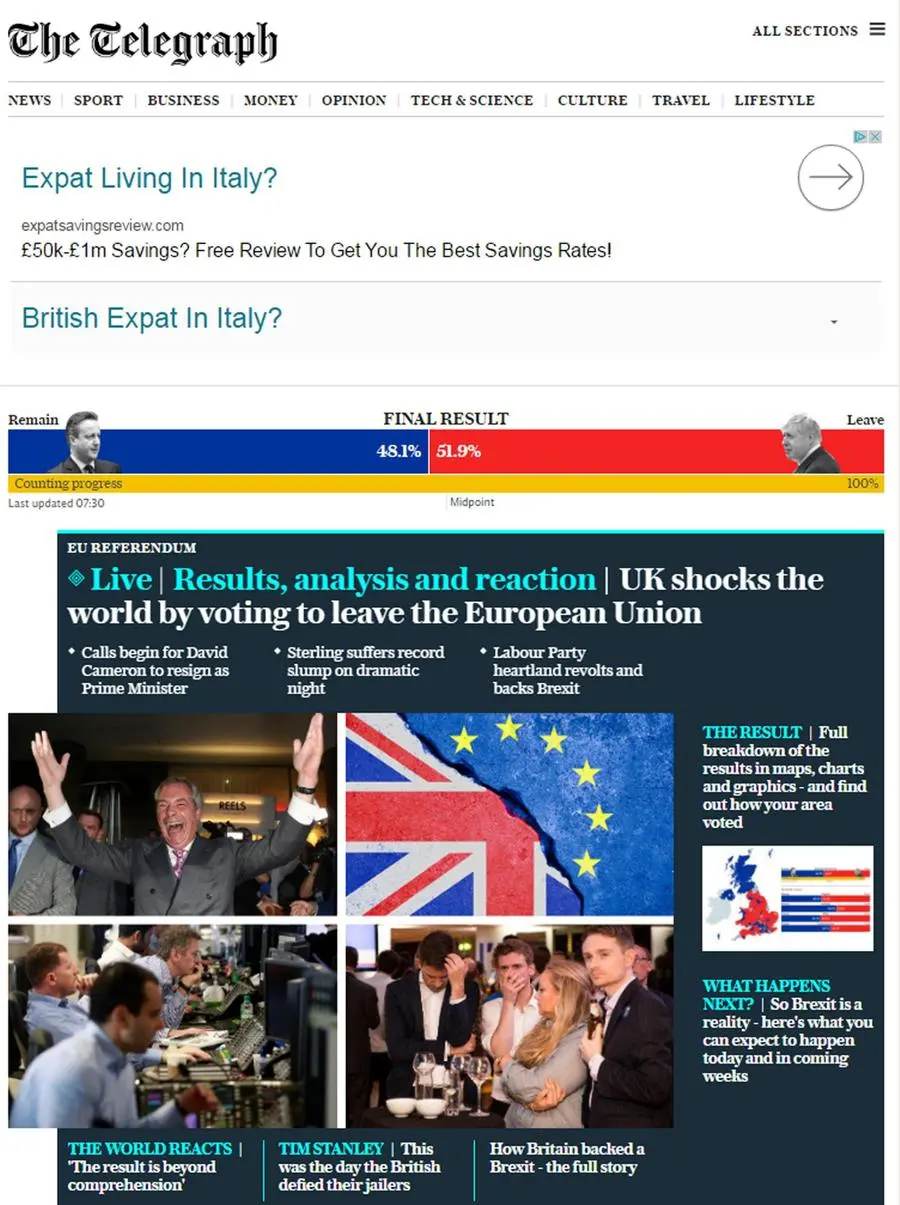 Brexit, come titolano i giornali