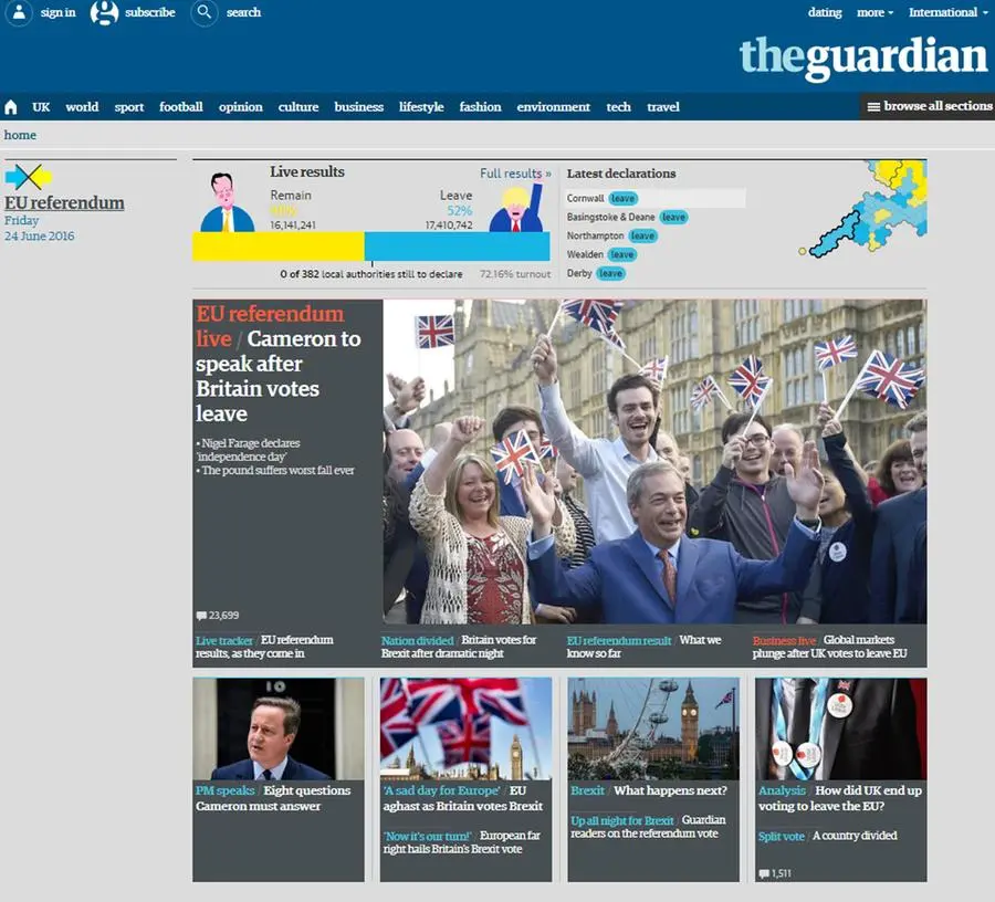 Brexit, come titolano i giornali