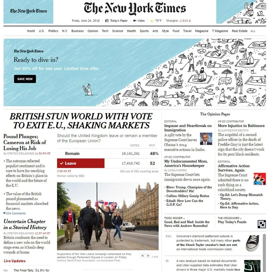 Brexit, come titolano i giornali
