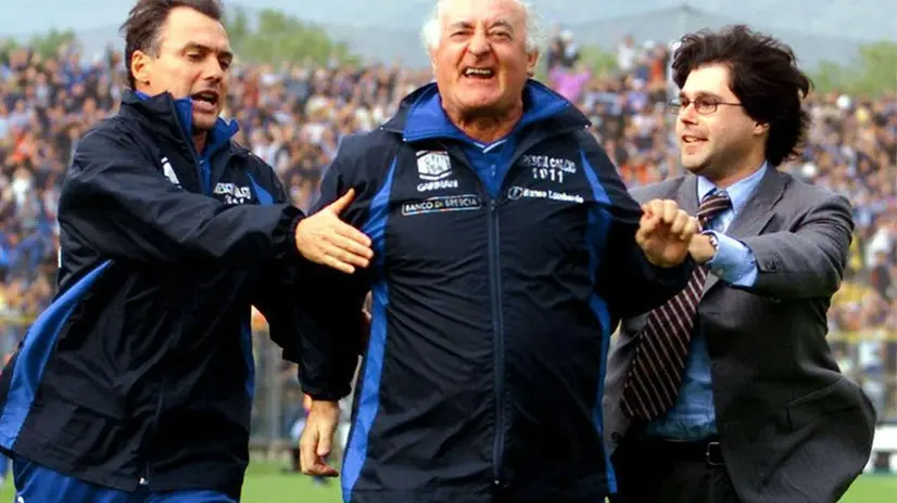 Carletto Mazzone durante un celebre Brescia-Atalanta 3-3