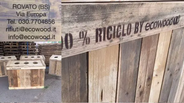 Il box in legno riciclato per la raccolta differenziata