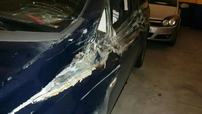 La Fiat Punto dopo lo scontro