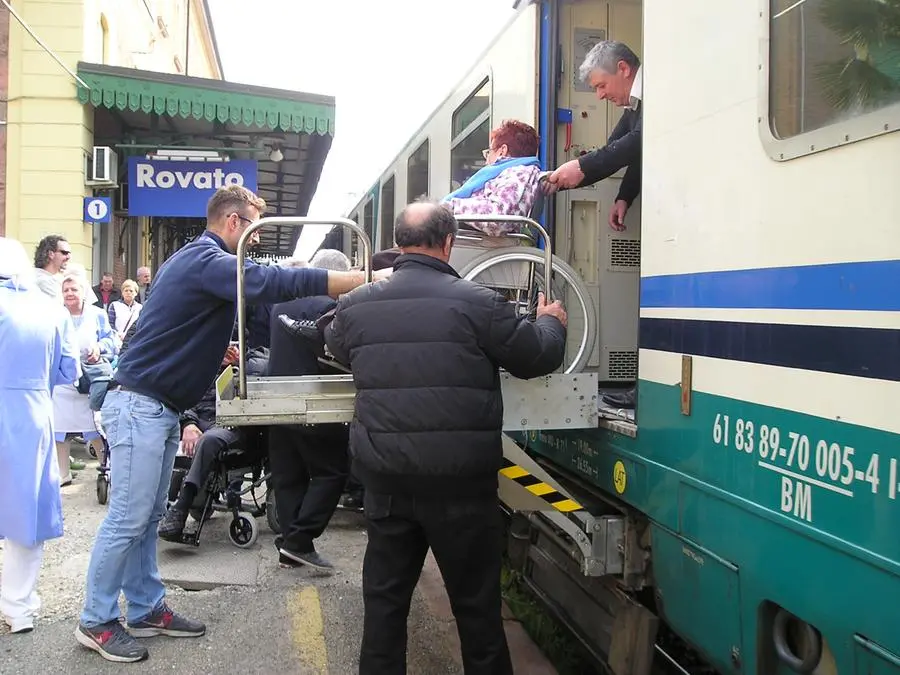 I pellegrini in partenza per Lourdes