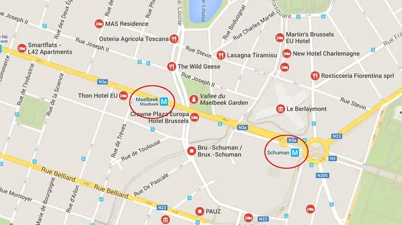 Le stazioni della metropolitana di  Bruxelles Maelbeek e Schuman dove si sono verficate delle esplosioni