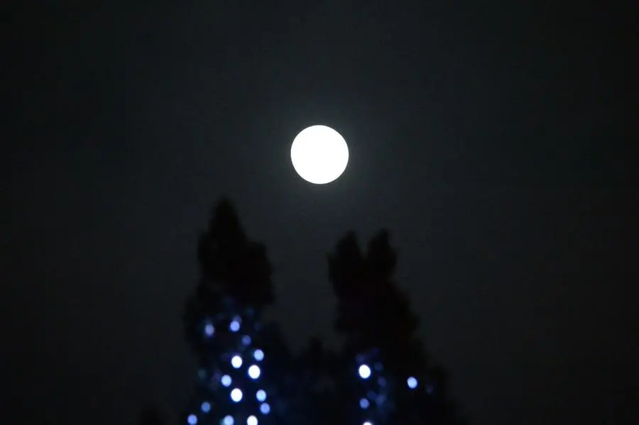 Luna piena di notte e nebbione di giorno