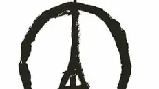 Peace for Paris, il simbolo della pace con il profilo della torre Eiffel creato dal disegnatore francese Jean Jullien