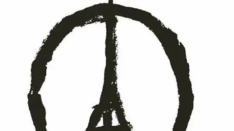 Peace for Paris, il simbolo della pace con il profilo della torre Eiffel creato dal disegnatore francese Jean Jullien