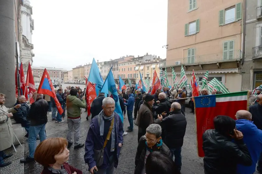 La manifestazione dei sindacati