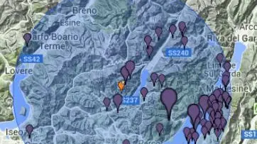 Gli ultimi 100 terremoti registrati nell’area intorno all’epicentro