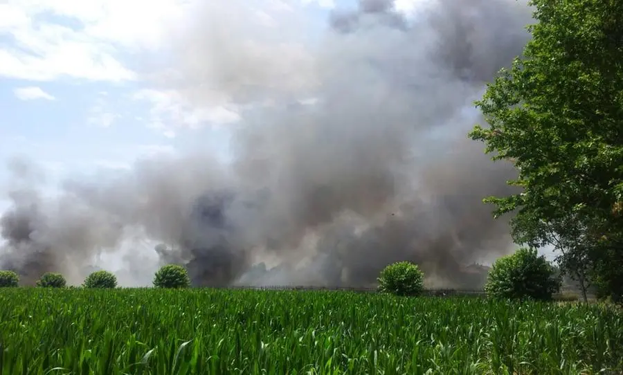 L'incendio nel maneggio di Travagliato - Foto Andrea Ghedi