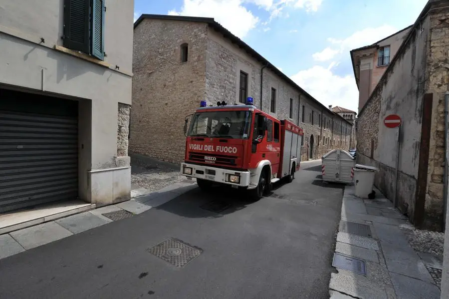 L'intervento dei Vigili del Fuoco in Santa Giulia