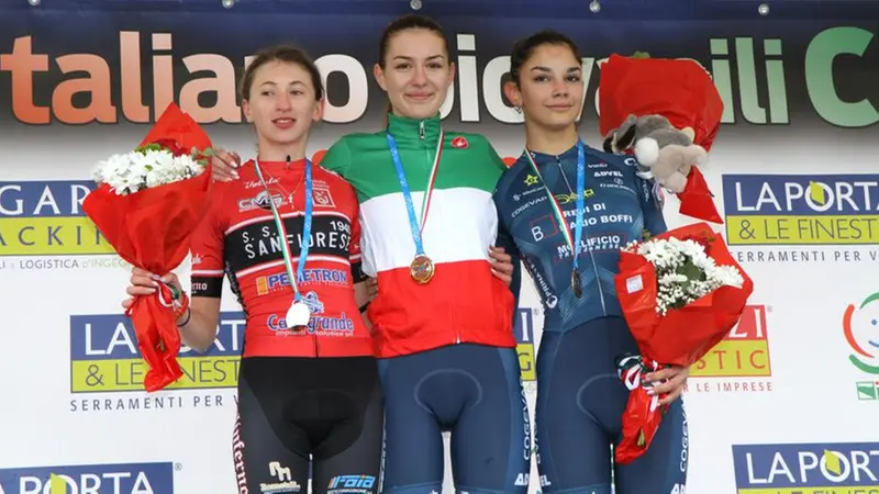 Il podio del Ciclocross donne Allieve - Foto Rodella