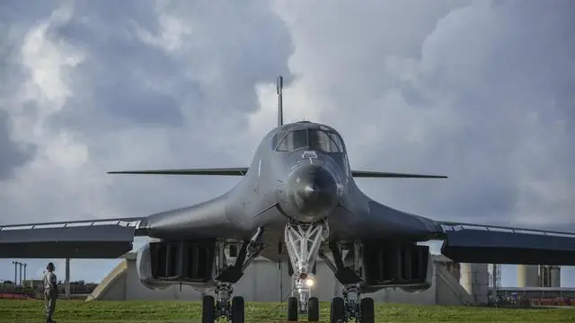 epa06133132 A handout photo made available by the US Air Force on 09 August 2017 shows a US Air Force B-1B Lancer assigned to the 37th Expeditionary Bomb Squadron, deployed from Ellsworth Air Force Base, South Dakota, USA preparing to take off from Andersen Air Force Base, Guam, for a 10-hour mission, flying in the vicinity of Kyushu, Japan, the East China Sea, and the Korean peninsula, 08 August 2017. These flights demonstrate solidarity between Japan, South Korea and the US to defend against provocative and destabilizing actions in the Pacific theater. According to North Korean state media on 09 August 2017, the North is considering a potential preemptive strike with medium-to-long-range strategic ballistic missiles on the US Pacific territory of Guam, where US tactical bombers are based. The threat follows US President Donald J. Trump's warning to Pyongyang that any threat to the USA 'will be met with fire and fury like the world has never seen.' The exchanges marked rising tensions between the two countries. EPA/US AIR FORCE/TECH. SGT. RICHARD EBENSBERGER HANDOUT HANDOUT EDITORIAL USE ONLY/NO SALES