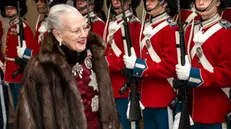epa11057361 Denmark's Queen Margrethe arrives to the New Year's cure for officers from the Armed Forces and the National Emergency Management Agency, I., II. and III. rank at Christiansborg Palace in Copenhagen, Denmark, 04 January 2024, as well as invited representatives of major national organizations and the royal patronage. Queen Margrethe II, 83, who has reigned for 52 years, on 31 December 2023 announced that she would step down as regent on 14 January 2024, the 52nd anniversary of her accession to the throne. Her son, Crown Prince Frederik, will take over the throne as King Frederik X.  EPA/MADS CLAUS RASMUSSEN  DENMARK OUT