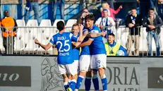 L'esultanza dei giocatori del Brescia - Foto New Reporter Rossini © www.giornaledibrescia.it