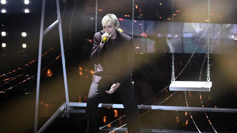 Italian singer Mr. Rain performs on stage at the Ariston theatre during the 74th Sanremo Italian Song Festival, in Sanremo, Italy, 06 February 2024. The music festival will run from 06 to 10 February 2024. ANSA/ETTORE FERRARI