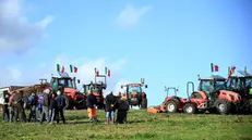 Uno dei presidi in Italia degli agricoltori di «Riscatto agricolo» - Foto Ansa © www.giornaledibrescia.it