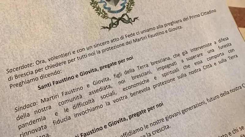 La pergamena con la supplica del sindaco di Brescia ai santi patroni