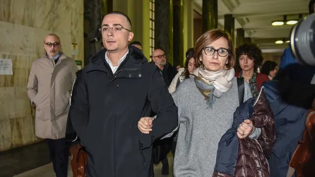 Il fratello di Giulia Tramontano Mario e la madre Loredana alla prima udienza del processo ad Alessandro Impagnatiello, Milano 18 Gennaio 2024ANSA/MATTEO CORNER