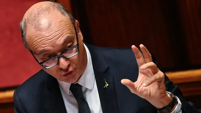 Il ministro dellÕIstruzione e del Merito, Giuseppe Valditara, durante il Question time al Senato, Roma, 25 gennaio 2024. ANSA/RICCARDO ANTIMIANI