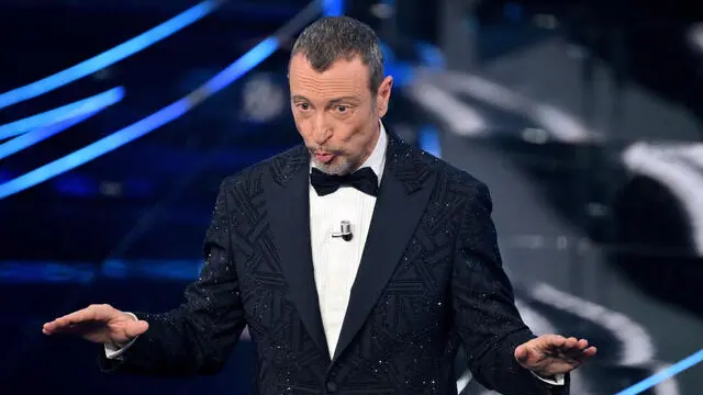 Sanremo Festival host and artistic director Amadeus on stage at the Ariston theatre during the 74rd Sanremo Italian Song Festival, Sanremo, Italy, 10 February 2024. The music festival will run from 06 to 10 February 2024. ANSA/ETTORE FERRARI