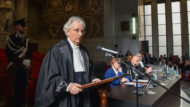 Fabio Roia alla cerimonia di presa di possesso di Fabio Roia delle funzioni direttive di Presidente del Tribunale di Milano, Milano 12 Febbraio 2024
ANSA/MATTEO CORNER